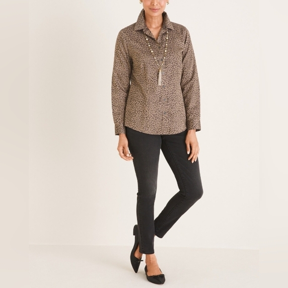 Chico's Animal Print Button Down Shirt - Picture 1 of 13